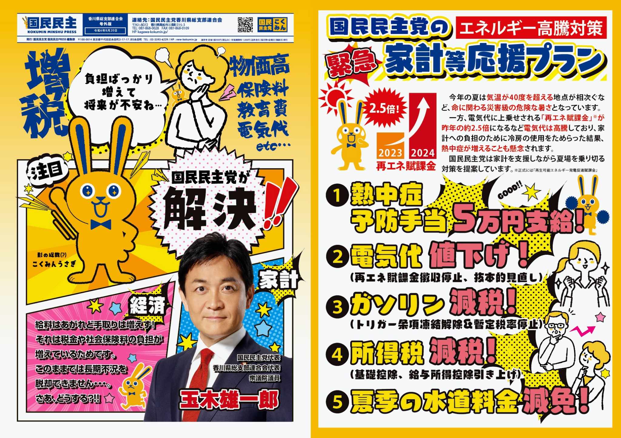 国民民主党香川県連よりお知らせ　チラシを折り込んでいます